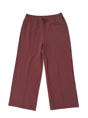 Athleta Brooklyn Wide Leg Crop Pants Mahogany Red Brown Pintuck High Rise Large